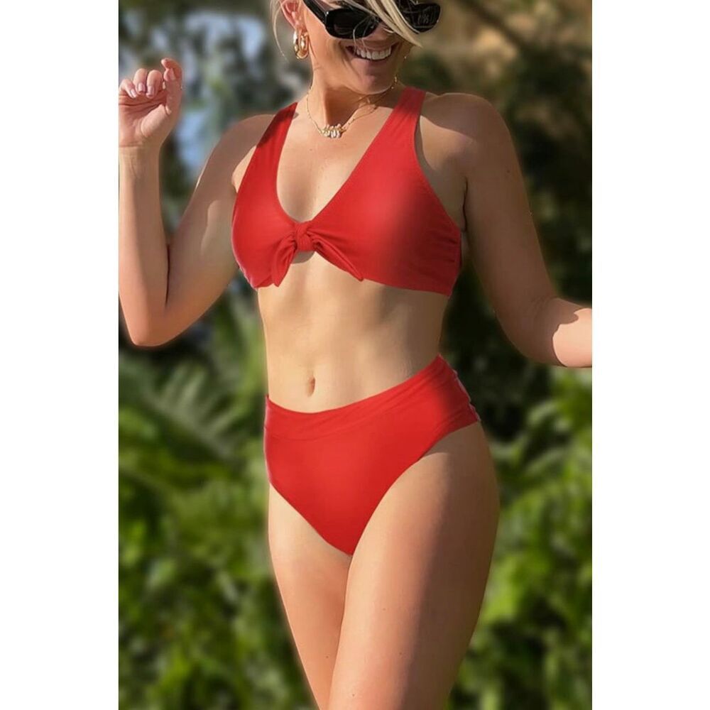 NWT Womens Phurro High Cut Bikini High Waist Tummy Control 2 Piece Swimsuit - L